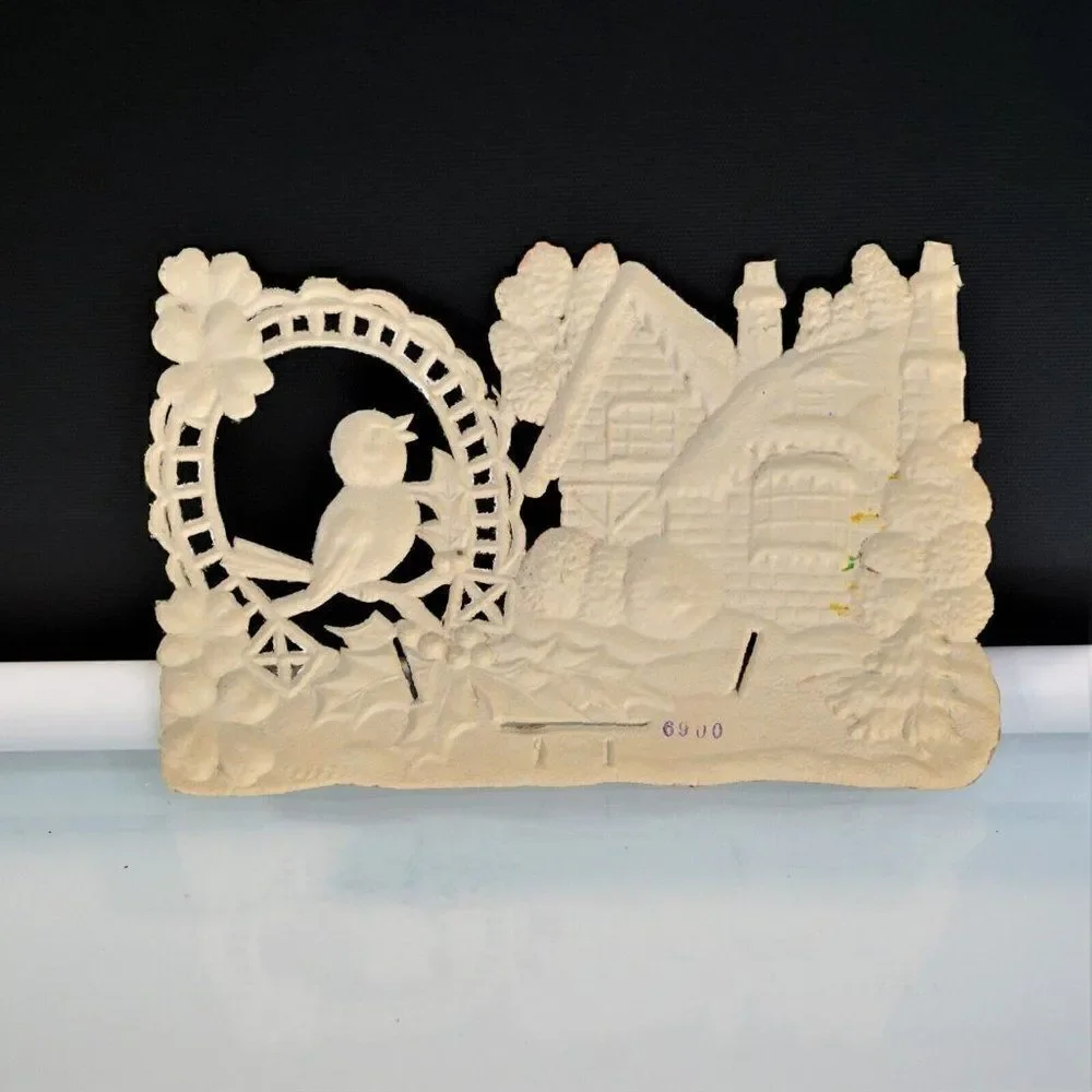 Good Luck Sign Vintage 1950s German Die Cut Wall Art Holiday Gift
